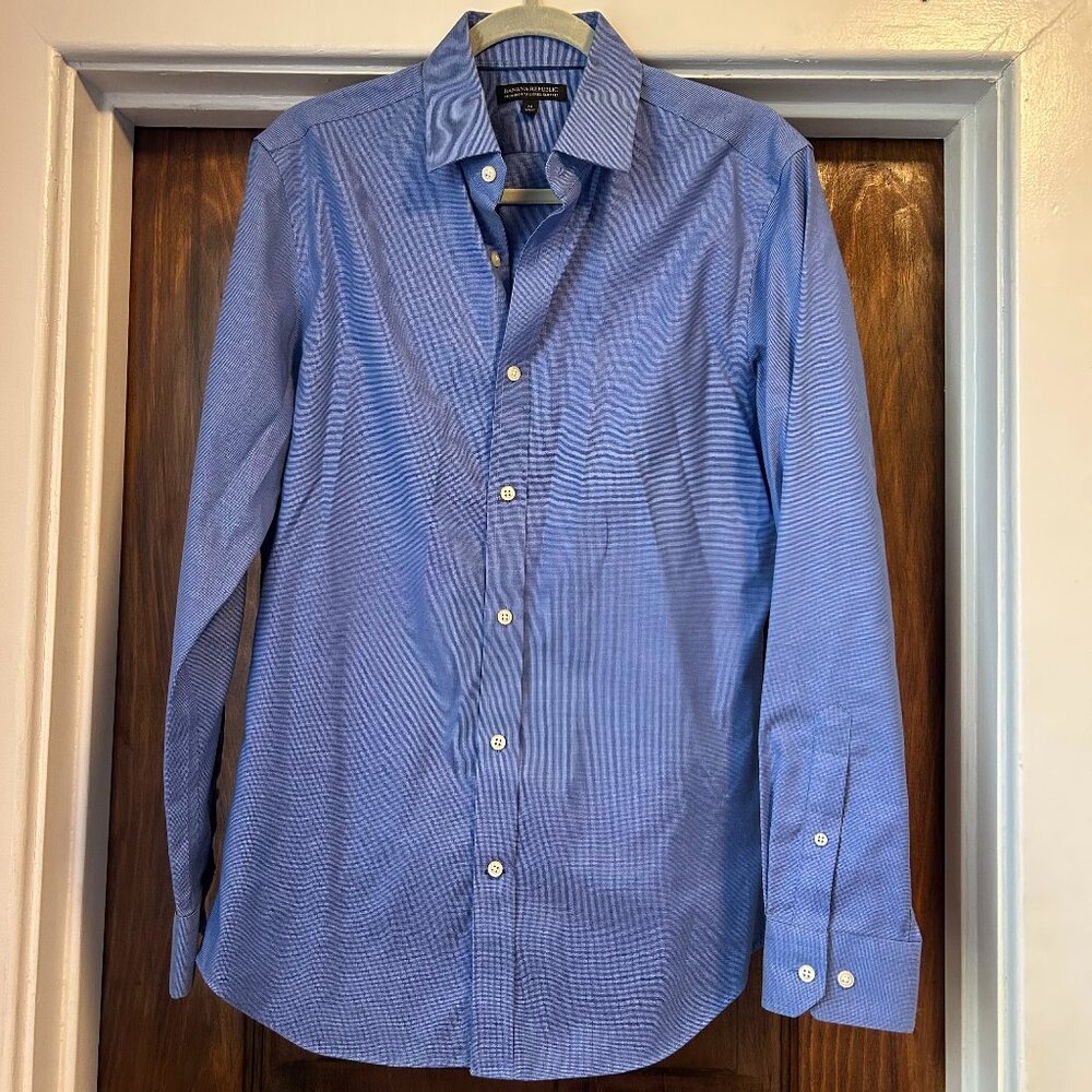 Banana Republic Monochrome Tailored Slim Fit Dress Shirt, M, 15-15 1/2,